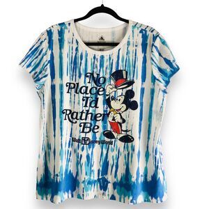 Disney Size XL No Place I'd Rather Be T-Shirt Mickey Mouse Tie Dye Top Hat Vacay